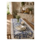 NURGİTA HOME İngiliz Köylüler Fisto Fırfırlı Keten Runner ( 40x 130 cm ) leke tutmaz
