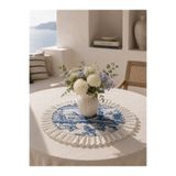 NURGİTA HOME ingiliz köylüler Fisto Fırfırlı Yuvarlak Keten Runner & Dekoratif Örtü ( 50 cm )