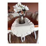 NURGİTA HOME Natürel Ham Keten Fırfırlı Oval Runner 40x90 cm