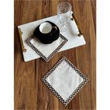 Nurhan Home Collection 2 Adet Mackenzie Desenli Bronz Nakışlı Kokteyl Sunum Peçetesi - 15 x 15