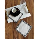 Nurhan Home Collection 2 Adet Mackenzie Desenli Gümüş Nakışlı Kokteyl Sunum Peçetesi - 15 x 15