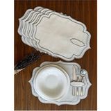 Nurhan Home Collection 6 Adet Çift Sıra Gümüş Nakışlı Kaşıklıklı Amerikan Servis Supla - 35 x 50