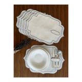 NURHAN HOME COLLECTION 6 Adet Çift Sıra Gümüş Nakışlı Kaşıklıklı Amerikan Servis Supla
