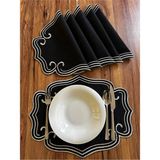 Nurhan Home Collection 6 Adet Curly Modeli Gümüş Nakışlı Amerikan Servisi Supla - 35 x 45 - Siyah - Gümüş
