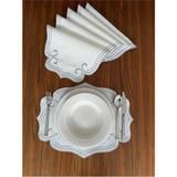 Nurhan Home Collection 6 Adet Curly Modeli Gümüş Nakışlı Amerikan Servisi Supla - 35 x 45