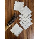 Nurhan Home Collection 6 Adet Kubbe Desenli Kokteyl Sunum Peçetesi - 16 x 16 cm - Ekru - Gümüş