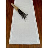 Nurhan Home Collection Çift Sıra Ekru Nakışlı Keten Runner - 40 x 130 cm