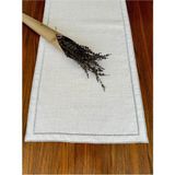 Nurhan Home Collection Çift Sıra Gümüş Nakışlı Keten Runner - 40 x 130 cm