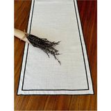 Nurhan Home Collection Çift Sıra Siyah Nakışlı Keten Runner - 40 x 130 cm