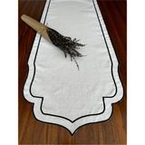 Nurhan Home Collection Çift Sıra Siyah Renk Nakış Işlemeli Keten Runner - 40 x 130 cm