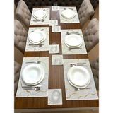 Nurhan Home Collection Linia Modeli Gold Nakışlı 12 Parça Set Amerikan Servis ve Kahve Yanı Kokteyl Sunum Peçetesi - 35 x 50