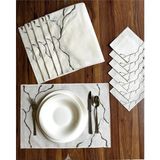 Nurhan Home Collection Linia Modeli Gümüş Nakışlı 12 Parça Set Amerikan Servis ve Kahve Yanı Kokteyl Sunum Peçetesi - 35 x 50