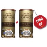 Nuri Toplar 2 Adet Yuvarlak Teneke Kutuda Türk Kahvesi 1KG Kuru Kahve