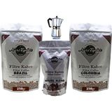 Nuri Toplar Filtre Kahve Brazil ve Colombia House Blend 3'lü Paket - 600 gr - Moka Pot