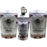 Nuri Toplar Filtre Kahve Brazil ve Guatemala House Blend 3'lü Paket - 600 gr - French Press