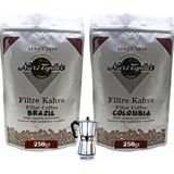 Nuri Toplar Filtre Kahveleri Brazil ve Colombia Yöresel Paket 2X250 gr - 500 gr - Moka Pot