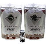 Nuri Toplar Filtre Kahveleri Brazil ve Colombia Yöresel Paket 2X250 gr - 500 gr - V60