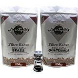 Nuri Toplar Filtre Kahveleri Brazil ve Guatemala Yöresel Paket 2X250 gr - 500 gr - V60