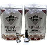 Nuri Toplar Filtre Kahveleri Ethiopia ve Brazil Yöresel Paket 2X250 gr - 500 gr - Espresso