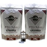 Nuri Toplar Filtre Kahveleri Ethiopia ve Colombia Yöresel Paket 2X250 gr - 500 gr - French Press