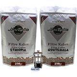 Nuri Toplar Filtre Kahveleri Ethiopia ve Guatemala Yöresel Paket 2X250 gr - 500 gr - French Press