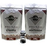 Nuri Toplar Filtre Kahveleri Ethiopia ve Guatemala Yöresel Paket 2X250 gr - 500 gr - V60