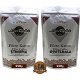 Nuri Toplar Filtre Kahveleri Ethiopia ve Guatemala Yöresel Paket 2X250 gr - 500 gr
