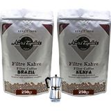 Nuri Toplar Filtre Kahveleri Kenya ve Brazil Yöresel Paket 2X250 gr - 500 gr - Moka Pot