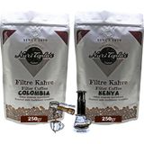Nuri Toplar Filtre Kahveleri Kenya ve Colombia Yöresel Paket 2X250 gr - 500 gr - Espresso