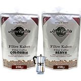 Nuri Toplar Filtre Kahveleri Kenya ve Colombia Yöresel Paket 2X250 gr - 500 gr - Moka Pot