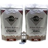 Nuri Toplar Filtre Kahveleri Kenya ve Ethiopia Yöresel Paket 2X250 gr - 500 gr - French Press