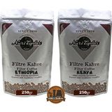 Nuri Toplar Filtre Kahveleri Kenya ve Ethiopia Yöresel Paket 2X250 gr - 500 gr
