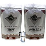 Nuri Toplar Filtre Kahveleri Kenya ve Guatemala Yöresel Paket 2X250 gr - 500 gr - Moka Pot