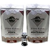 Nuri Toplar Filtre Kahveleri Kenya ve Guatemala Yöresel Paket 2X250 gr - 500 gr - V60