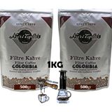 Nuri Toplar Filtre Kahvesi Colombia Supremo Çekirdeği Odun Ateşinde Kahve - 1 kg - Aeropress