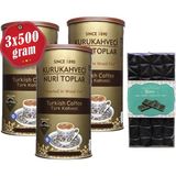 Nuri Toplar Türk Kahvesi Yuvarlak Metal Kutu 3X500 gr ve Çikolata - 1,5 kg