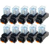 Nurıı 10 Adet My4nj Güç Rölesi Dın Raylı 14 Pin Zaman Rölesi Soket Tabanı İle Dc/Ac 12V 24V 36V 48V 110V 220V Bobin 5A 4No 4Nc(Ac,24V)