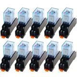 Nurıı 10Set My2p Hh52p My2nj, Röle Bobini Genel Dpdt Mini Elektromanyetik Röle Anahtarı, Soket Tabanlı, Led, Ac 110V 220V Dc 12V 24V(Dc,24V)
