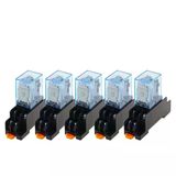 Nurıı 5 Takım My2nj Hh52p Röle Mini Elektromanyetik Röle 8 Pin Dpdt 5A Pyf08a Soket Tabanı Dc 12V 24V 36V 48V 1100V 220V(Dc,24V)