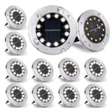 Nurkoo [12'li paket] Güneş enerjili zemin lambası, dış mekan 12 LED, güneş ışığı, 800 mAh disk lambası, yükseltme güneş paneli ile, bahçe lambası, güneş lambası, güneş enerjili spot lamba, havuz