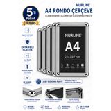 Nurline 5’li A4 Rondo Çerçeve Açılır Kapanır Alüminyum Görünümlü Plastik Poster Afiş Duyuru Çerçevesi 21x29,7 cm
