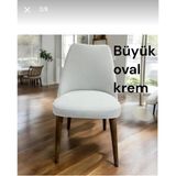 Nurluk Karadesen Büyük Oval Sandalye Kılıfı - 50 x 49 cm - Krem - Altın