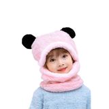 Nurnivus 3-6 Yaş Sevimli Panda Kulaklı Çocuk Kapşonlu Peluş Bere Welsoft Rüzgar Geçirmez Boyunluklu Bere