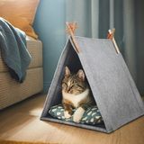 Nurnivus Maya Kedi Oyun Çadırı Gri Renkli 45x45 cm Konforlu Tasarımlı Yumuşak Yatak