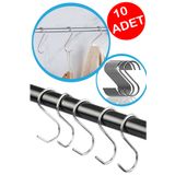 Nurnivus Metal Kanca, S Kanca, Banyo Mutfak Elbise Dolabı Askı S Kanca 8,5 cm Demir Kanca 10 lu