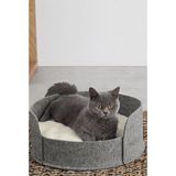 Nurnivus Puko Simit Kedi Yatağı Peluş Minderli - Gri
