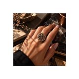 Nurnova 4020 Bronz Takı Otantik Zirkon Taşı İşlemeli Tomurcuk Model Ayarlanabilir Vintage Kadın Yüzük