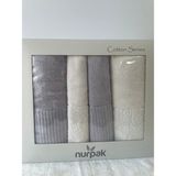 Nurpak %100 Pamuklu Hamam Takımı Gri-Krem - 90 x 150 cm - Gri - Krem