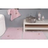 Nurpak Armina Nakışlı Banyo Paspas Takımı - 3'lü - Pudra