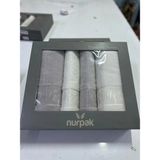 Nurpak Bambu 4'lü Banyo Havlu Takımı +Hamam Takımı+Havlu - 90 x 150 cm - 50 x 90 cm - Gri - Ekru